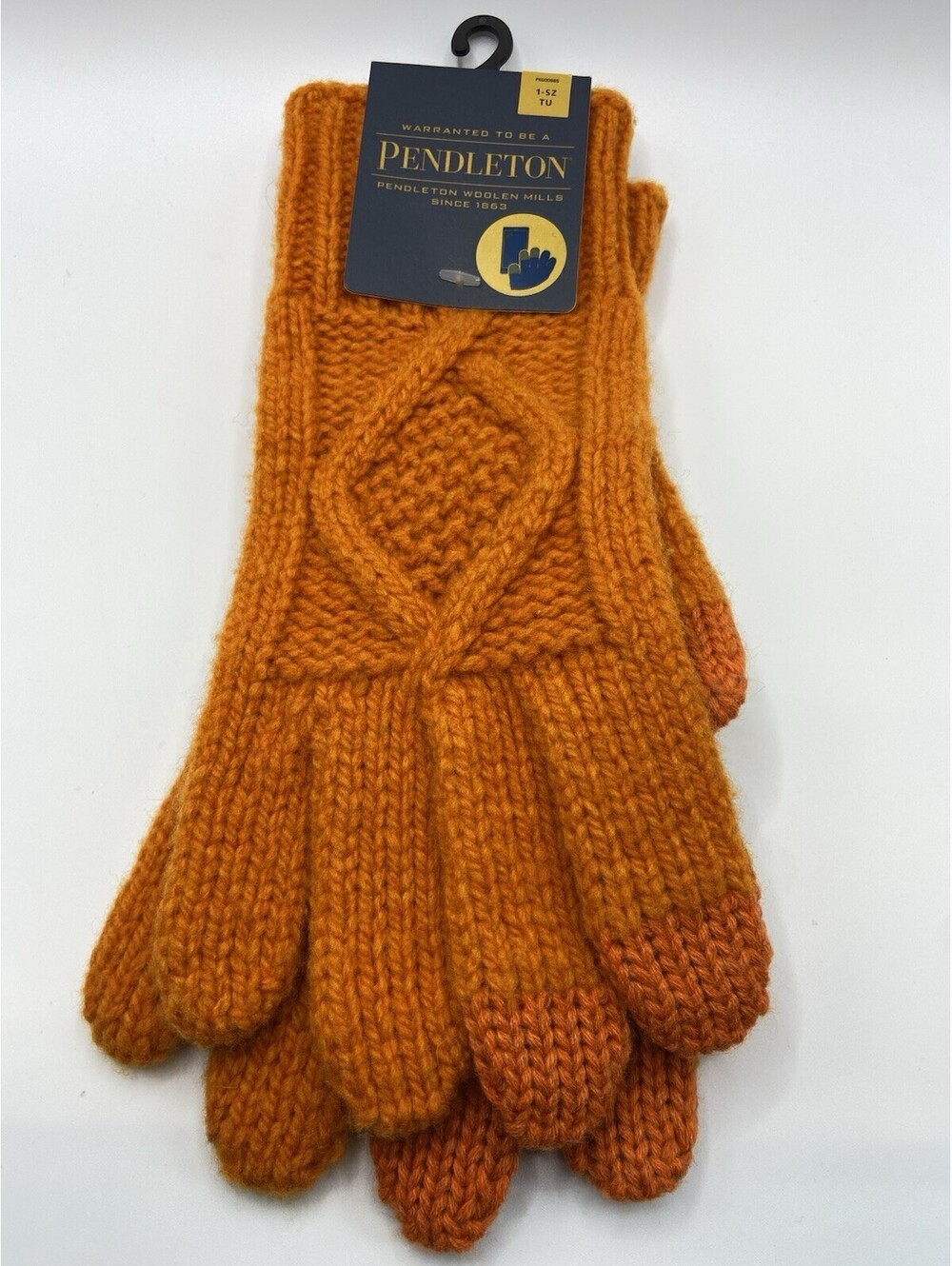 Unisex PENDLETON Orange Wool Blend Cable Texting Gloves Sz One Size NEW